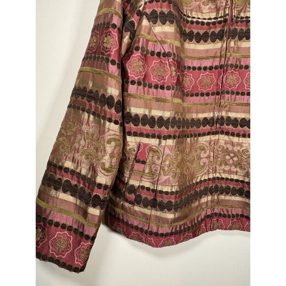 ERIN Tapestry Blazer Pink Gold Jacket Boho Cottagecore Lagenlook Size 1X XL - Picture 3 of 9